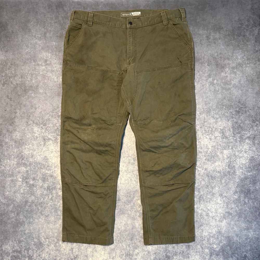Carhartt Relaxed Fit Double Front Work Pants Mens 40x30 Olive Green Canvas